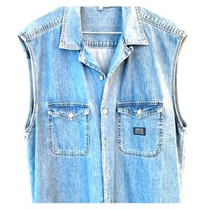 Vintage Guess Sleeveless Denim Shirt